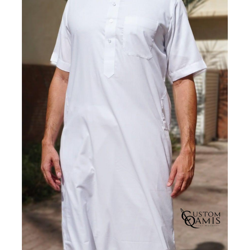 Qamis Classic Cotton Fabric matt white color