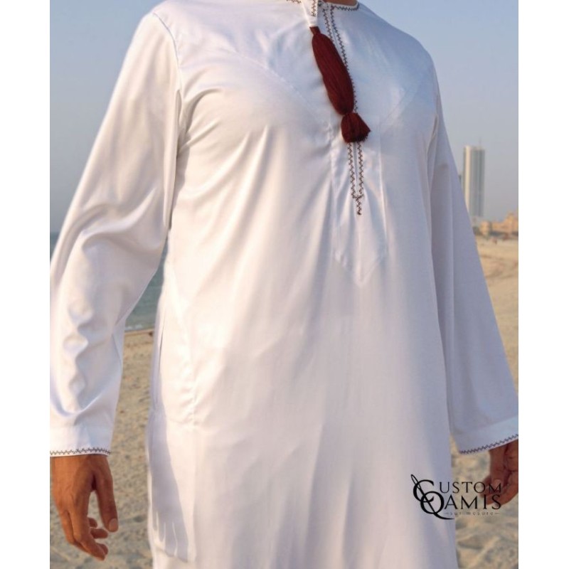 Qamis Omani Precious Matt White Fabric