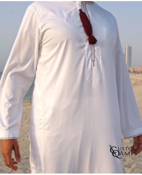 Qamis Omani Precious Matt White Fabric