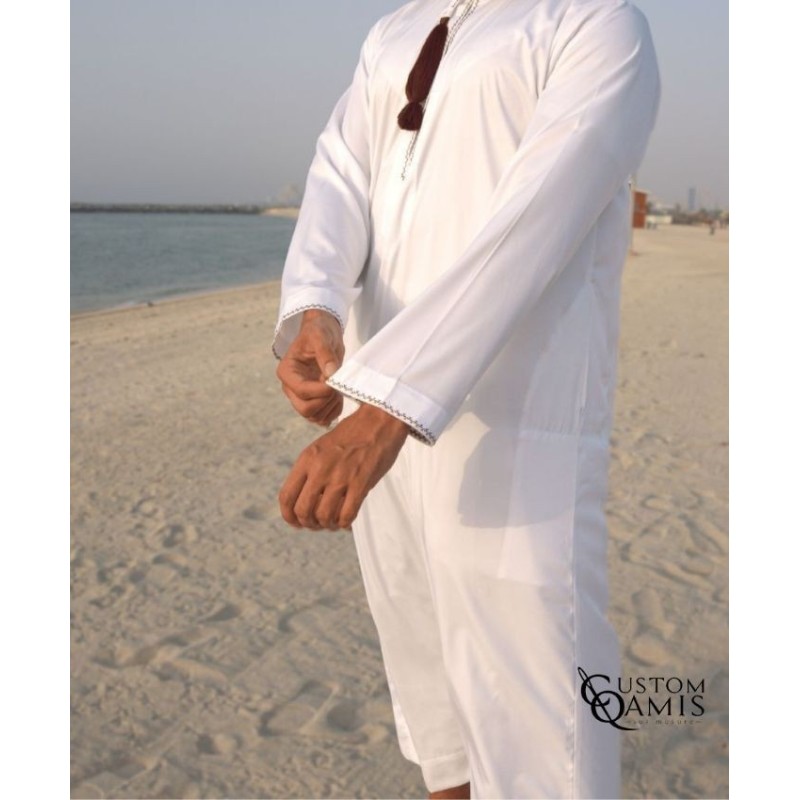 Qamis Omani Precious Matt White Fabric
