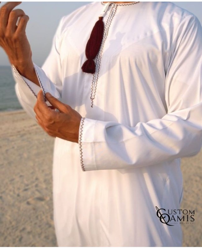 Qamis Omani Precious Matt White Fabric