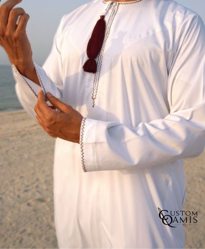 Omani Thobe Precious Matt White Fabric