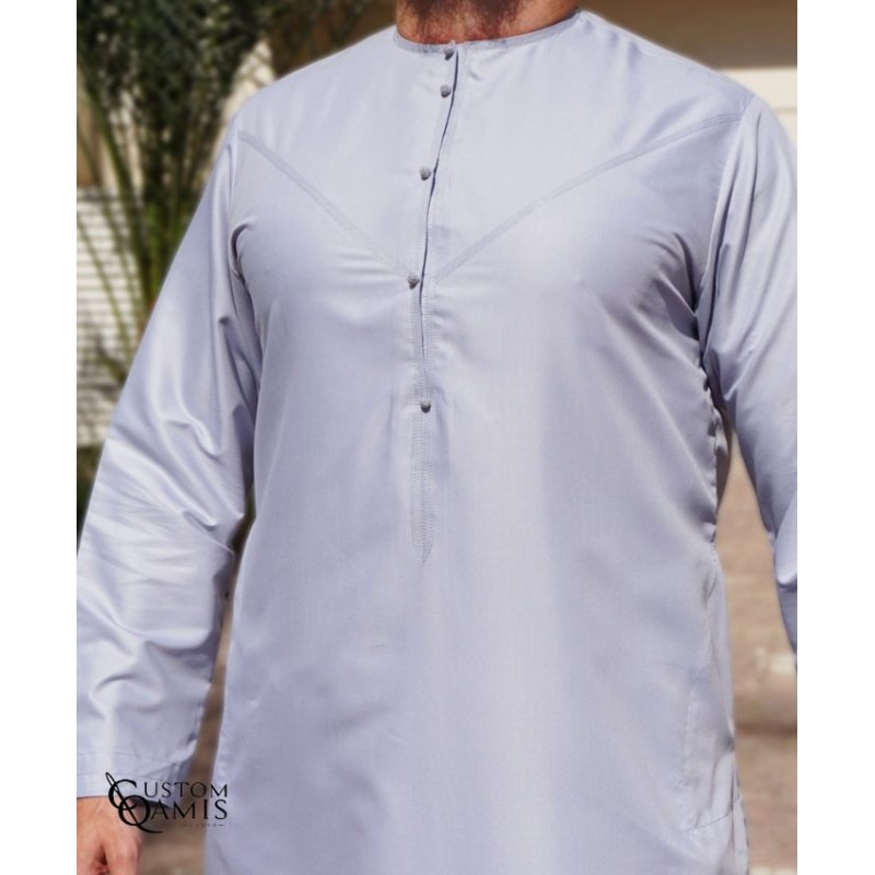 Qamis Emirati tissu Platinium Gris Clair