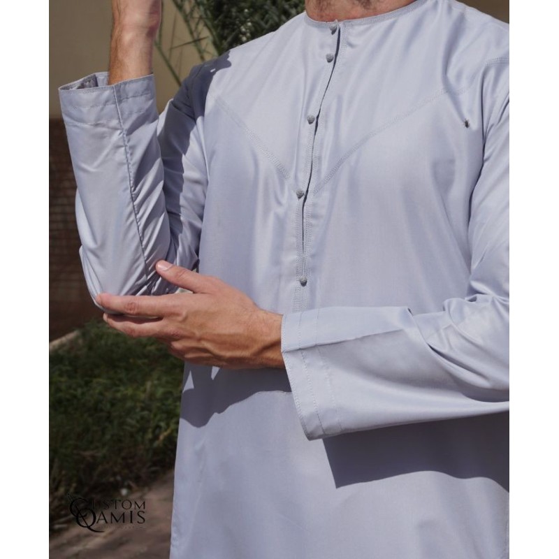  Emirati Thobe fabric Platinium black with Tarboucha (lash) detachable 