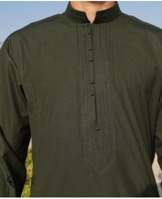 Qamis Sultan Tissu New Linen couleur Vert Pétrole