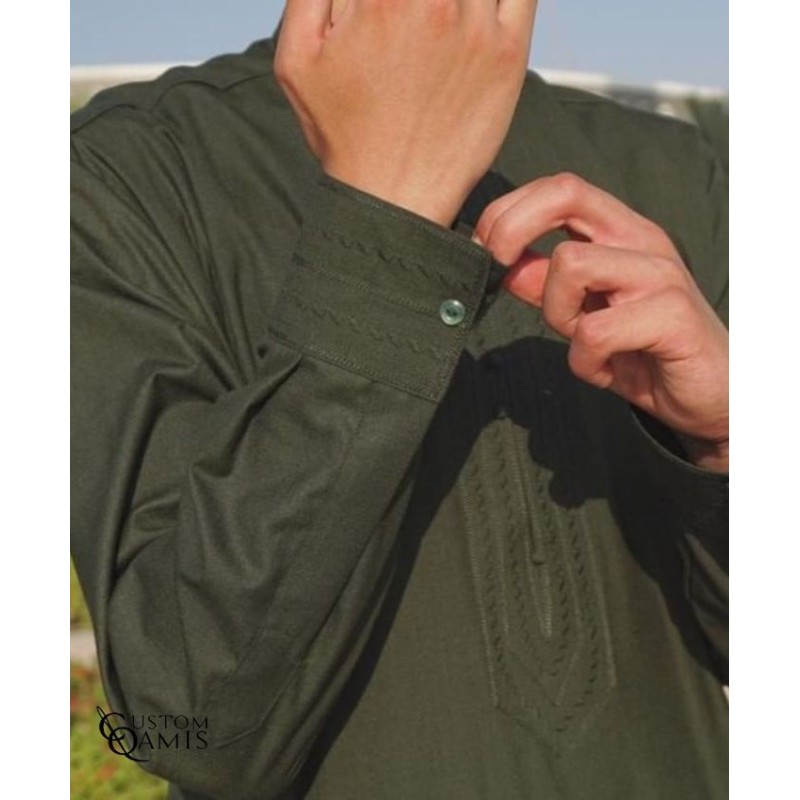 Qamis Sultan Tissu New Linen couleur Vert Pétrole