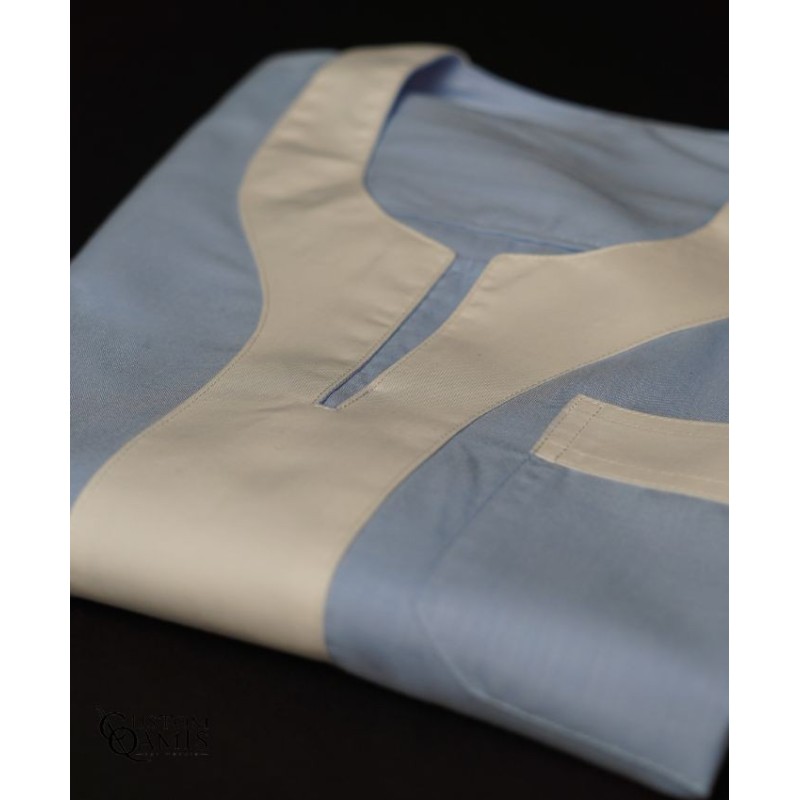 New Gandoura Platinium crème et New Linen Bleu ciel foncé