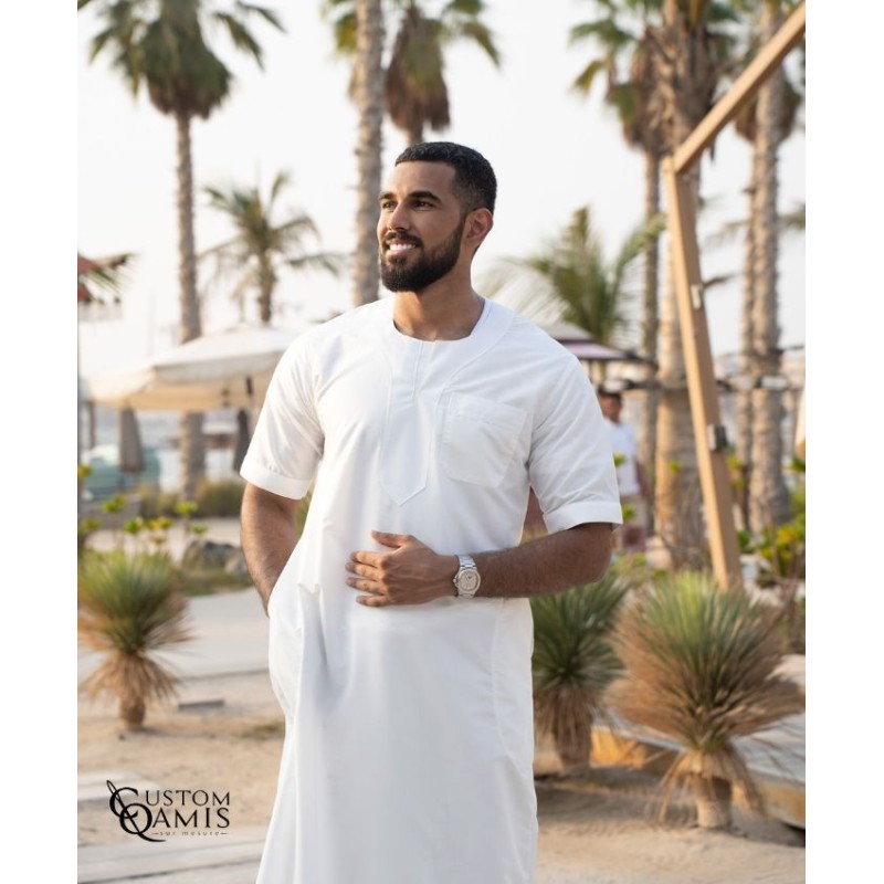 LIMITED EDITION - New Gandoura - Cream Platinium/Dark Sky Blue New Linen