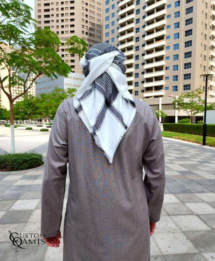 Shemagh for Winter - Black and Light Grey