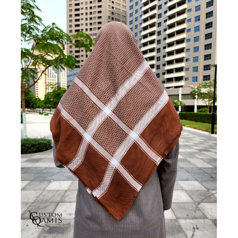 Shemagh d'hiver Marron et Blanc