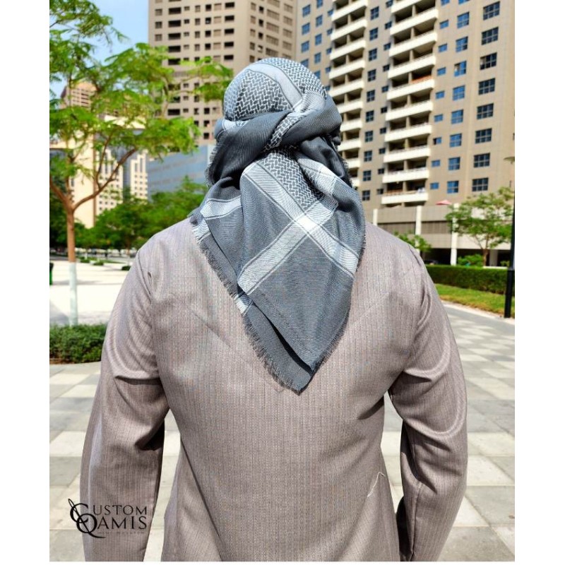 Shemagh d'hiver Gris et Blanc