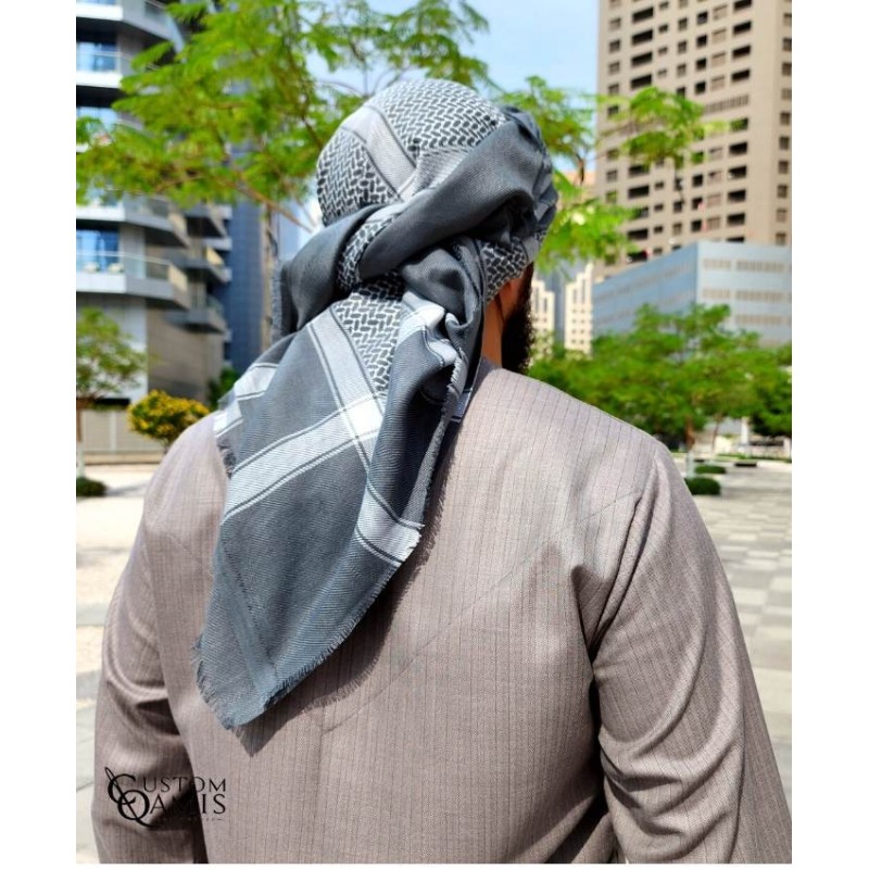 Shemagh d'hiver Gris et Blanc