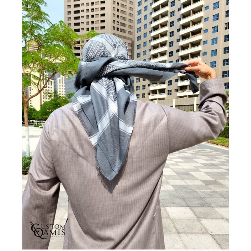 Shemagh d'hiver Gris et Blanc