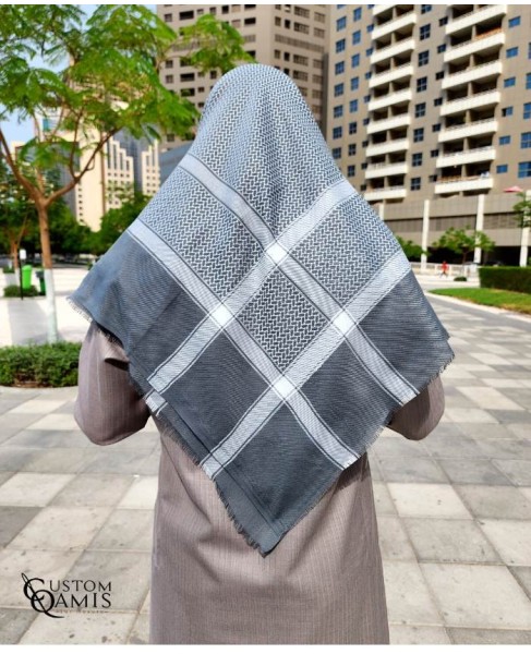 Shemagh for Winter - Grey and White