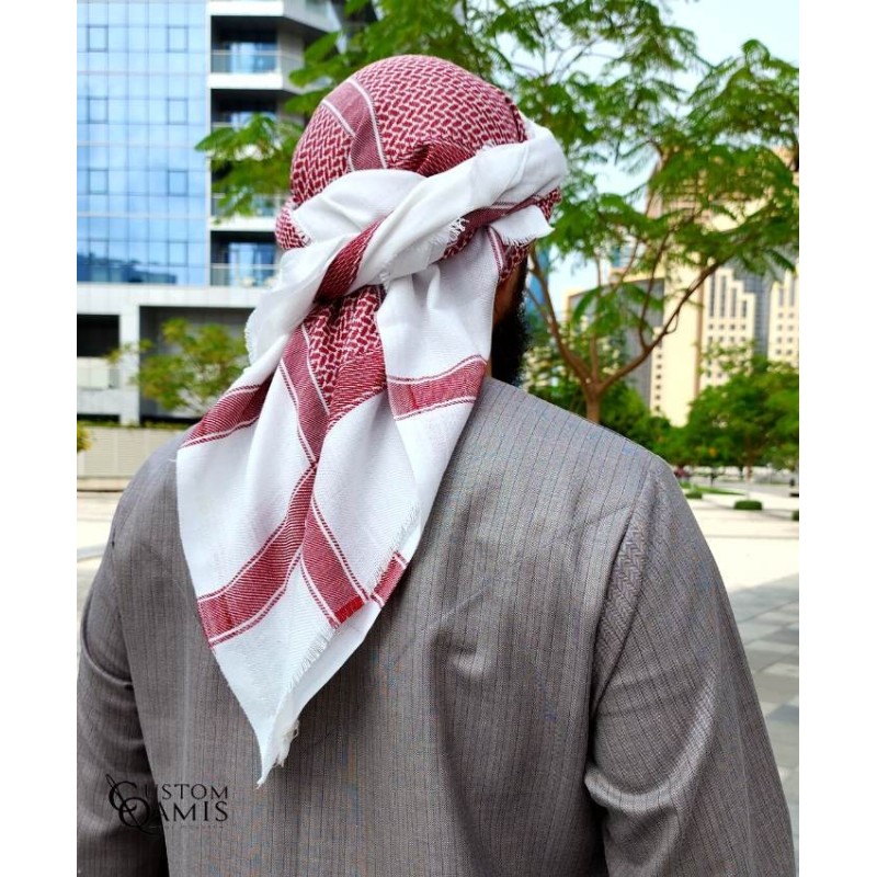 Shemagh d'hiver Blanc et Rouge