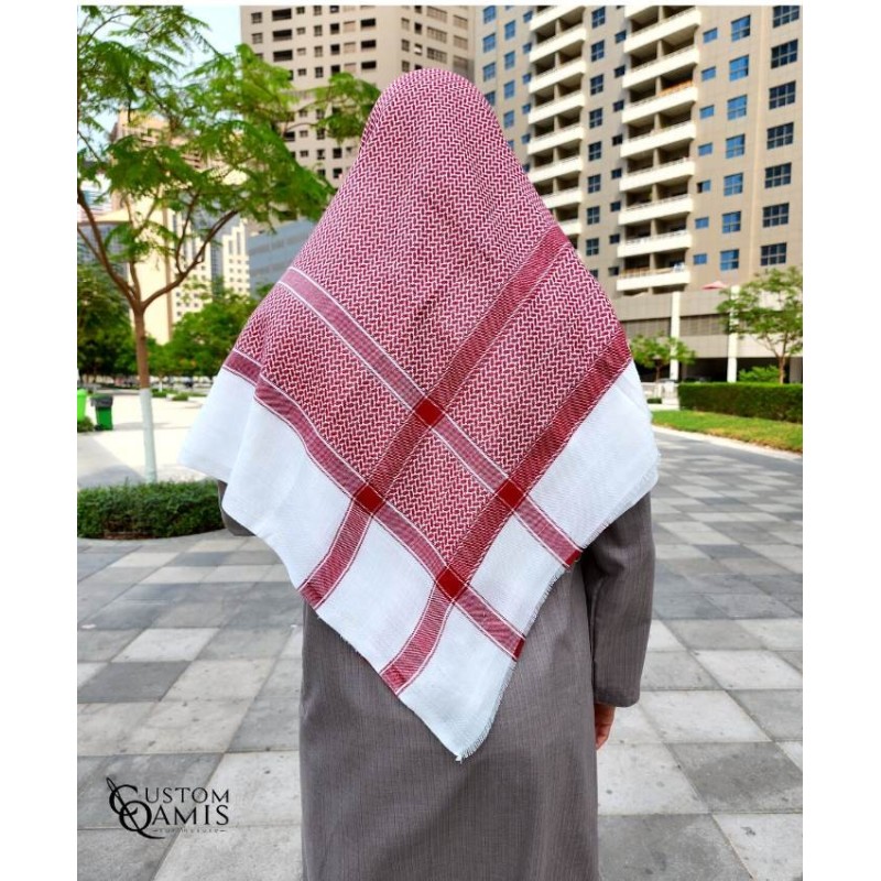 Shemagh for Winter - White and Red
