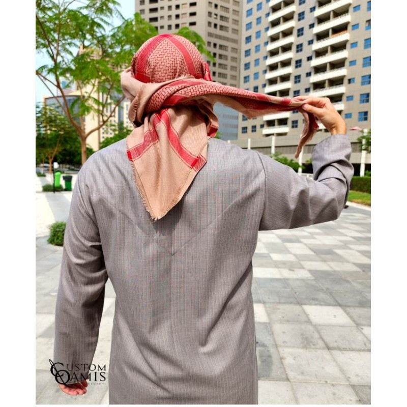 Shemagh d'hiver Beige et Rouge