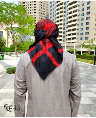 Shemagh for Winter - Black and Red