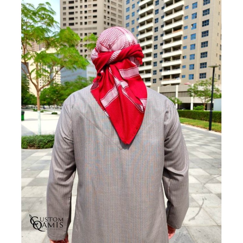 Shemagh for Winter - Beige and Red