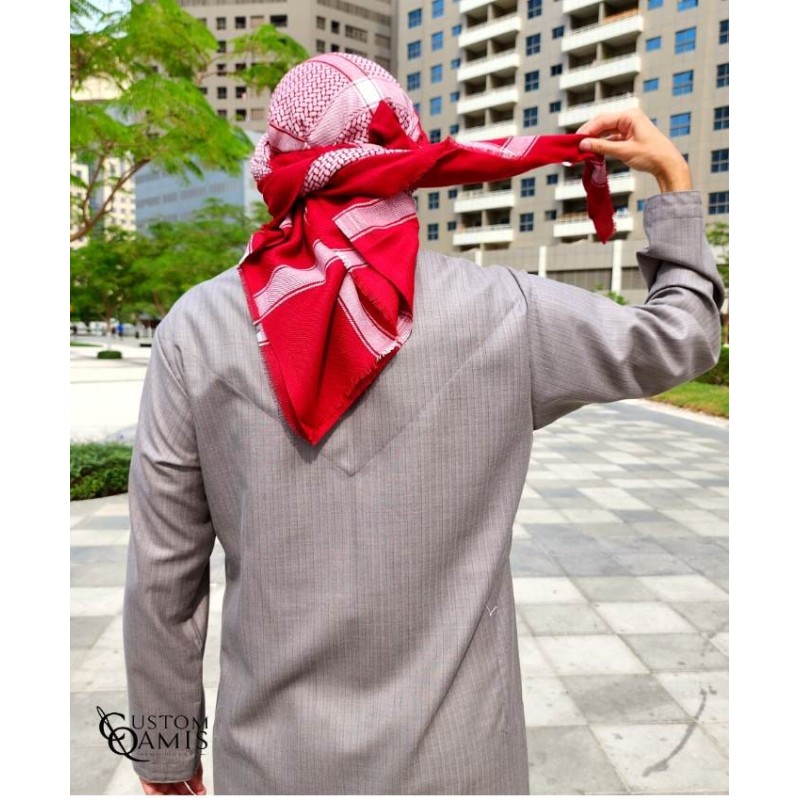 Shemagh for Winter - Beige and Red