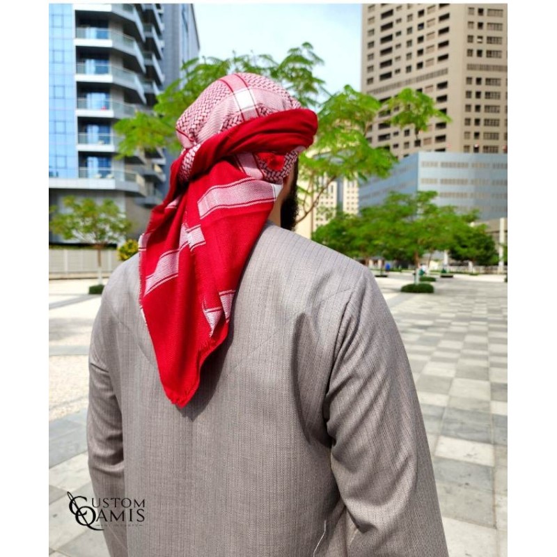 Shemagh for Winter - Beige and Red