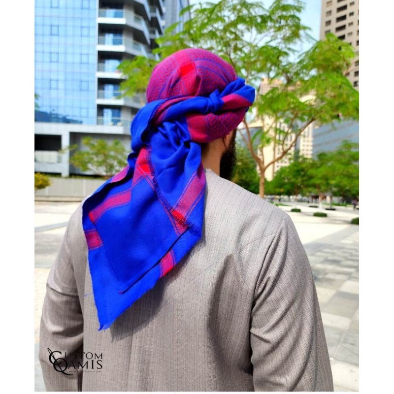 Shemagh d'hiver Bleu et Rouge