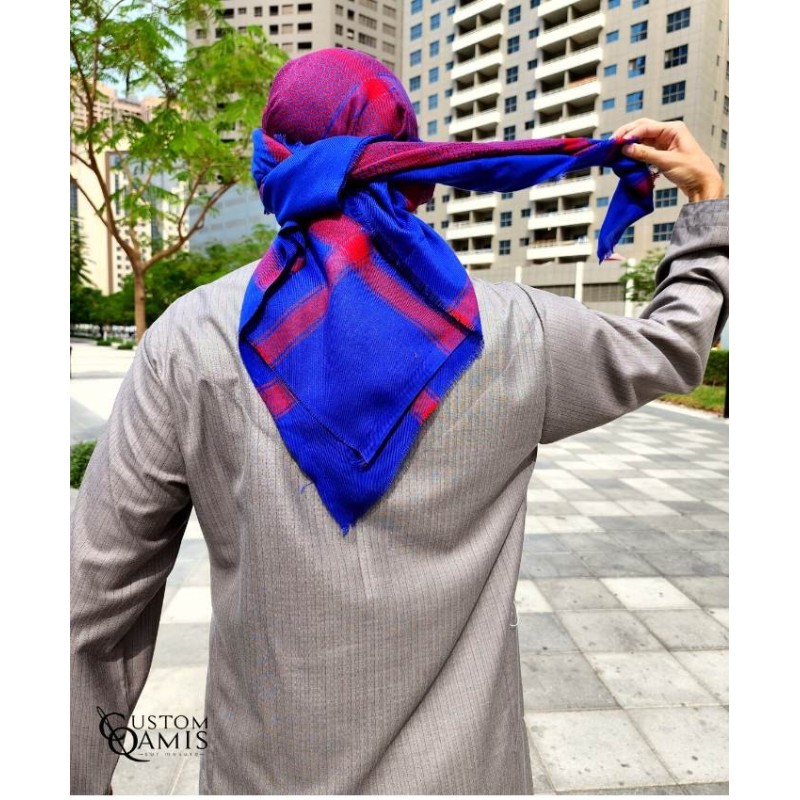 Shemagh d'hiver Bleu et Rouge