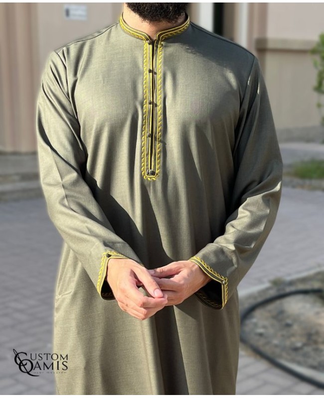 Al Masaf Thobe New Cashmere Wool Grey Green