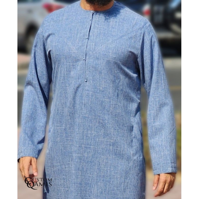 Qamis Emirati tissu Imperial Gris bleuté clair