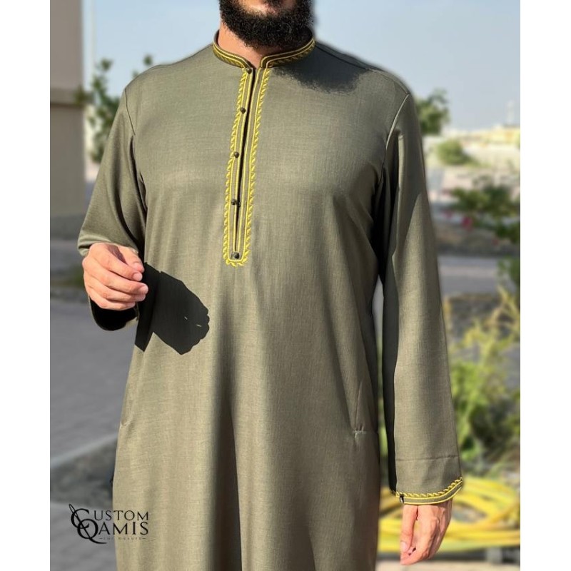 Al Masaf Thobe New Cashmere Wool Grey Green 