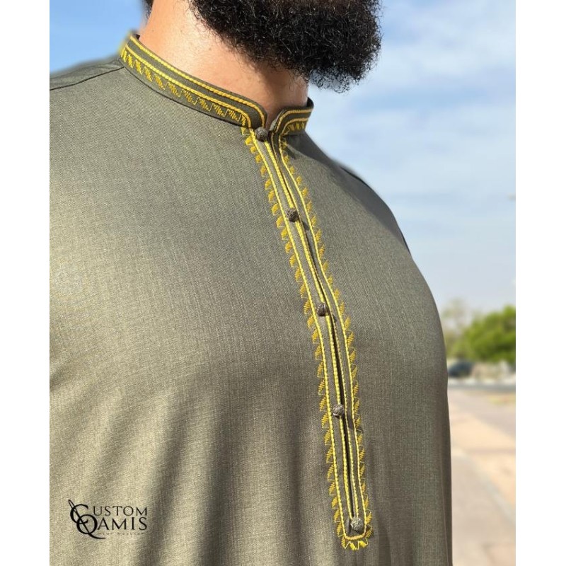 Al Masaf Thobe New Cashmere Wool Grey Green 