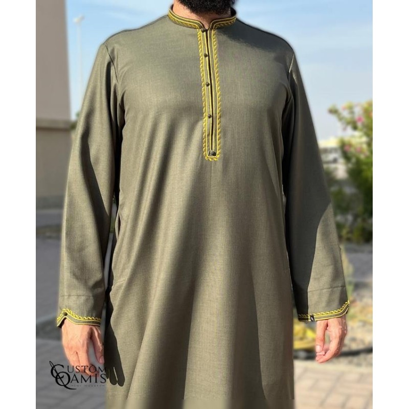 Al Masaf Thobe New Cashmere Wool Grey Green 