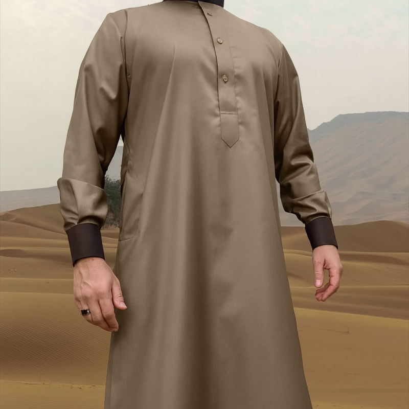 Elegance thobe Cashmere Wool : Beige (suit fabric) and brown