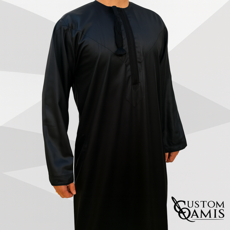 Kamees Omani Black Satin Fabric